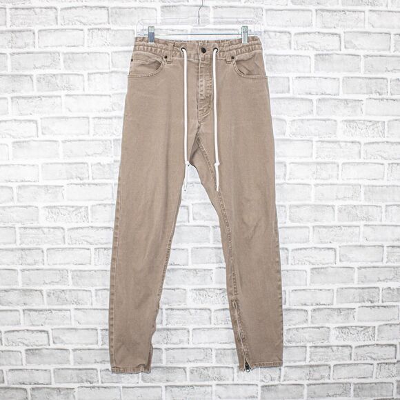 ONES STROKE Tokyo Jogger Pants Khaki Drawstring ankle zip Size Small - Picture 1 of 12
